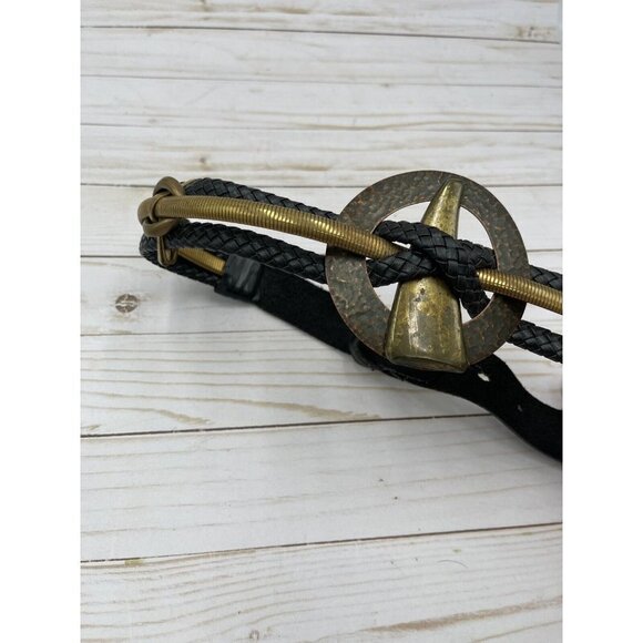 Vintage Leather Shop Small Belt Adjustable Art to Wear Deco Braided Mixed Metal main image 8